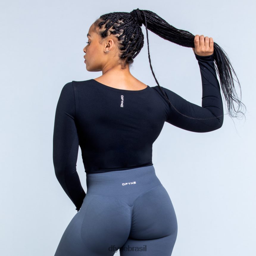 topos Dfyne origem top manga longa preto 6B822T118