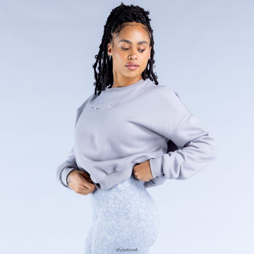 topos Dfyne suéter luxuoso revive crop 2 cinza pedra 6B822T34