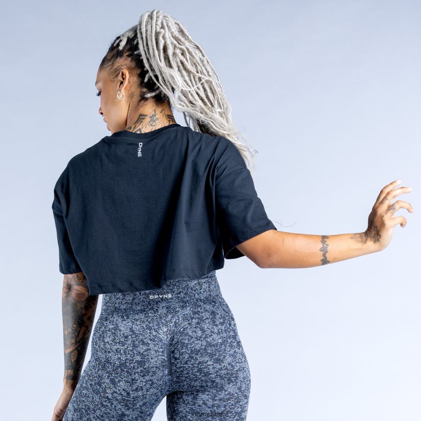 roupas Dfyne reviver o topo da colheita preto 6B822T32