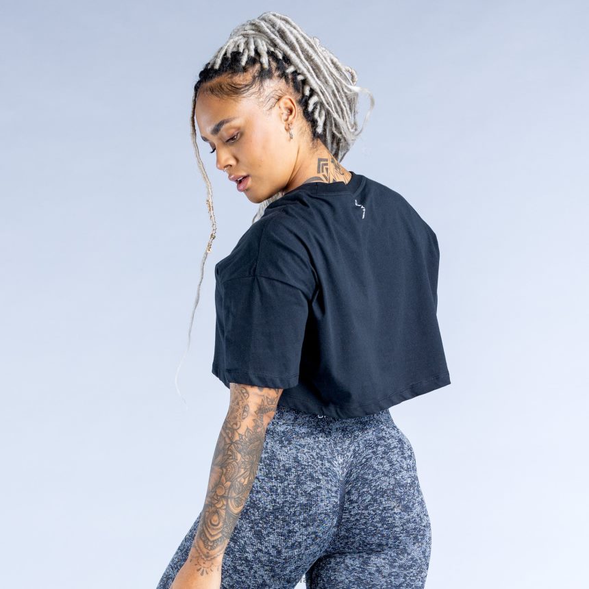 roupas Dfyne reviver o topo da colheita preto 6B822T32