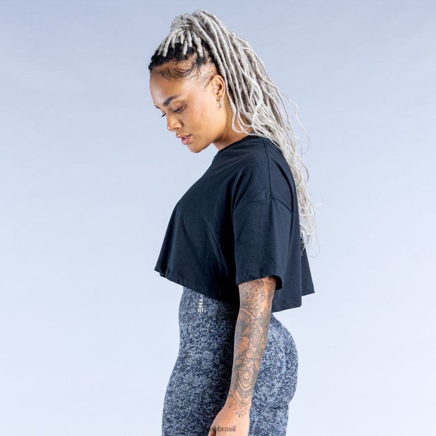 roupas Dfyne reviver o topo da colheita preto 6B822T32